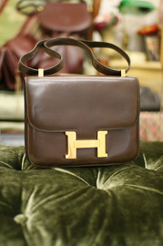 Vintage Hermes Constance Bag 23 cm in Brown Box Calf Leather Shoulder Bag from 1973