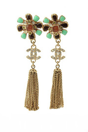 Beautiful Chanel Pre Own Dangling Tassel Earrings with Box