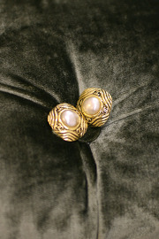 Vintage Chanel Golden x Pearl Style Clips Earrings