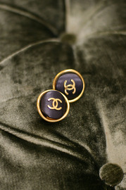 Vintage Chanel Gold x Leather Clips Earrings RARE