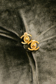 Vintage Chanel Small CC Lock Motif Clips Earrings