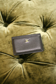 Authentic Chanel Black Caviar Leather Card Holder