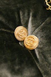 Vintage Chanel Golden Button Style Clips Earrings