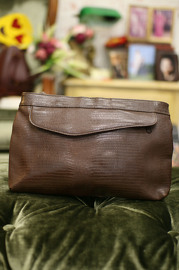 Vintage 1980' Deep Brown Leather Clutch