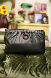 Vintage 1070s Black Soft Leather Clutch