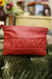 Vintage 1970s Red Leather Handbag Clutch