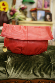 Vintage 1970s Lipstick Red Leather Clutch Bag