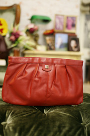 Vintage 1980s Italian Lipstick Red Leather Clutch By Borelli