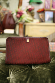 Vintage Christian Dior Red Monogram Clutch With Zip Style