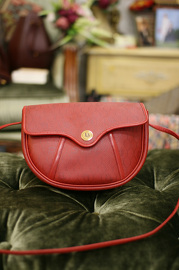 Vintage 1980s Red Christian Dior Canvas Leather Trim Shoulder Bag