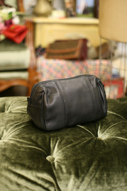 Coach Black Leather Cosmetic Bag Travel Pouch