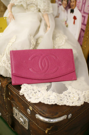 Vintage Chanel Shocking Pink Caviar Leather Thin Long Wallet Best for Travelling