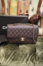 Pre Owned Chanel Reddish Brown Caviar Medium Classic 2.55 Double Flap Bag