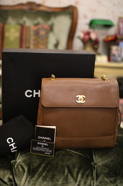 Chanel Brown Caviar Leather Medium Shoulder Tote Bag Full Set