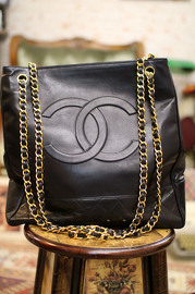 Vintage Chanel Quilted Black Lambskin Leather Tote Bag from 1980s Rare