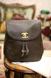 Vintage Chanel Brown Caviar Leather Small Backpack