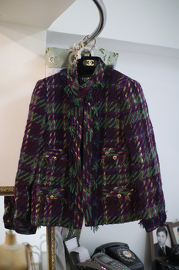 Vintage Chanel Multicolor Tweed Jacket Sz42