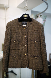 Vintage Chanel Wool Tweed Jacket Sz 40