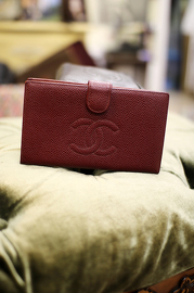 Pre Own Chanel Rasbery Red Caviar Long Wallet