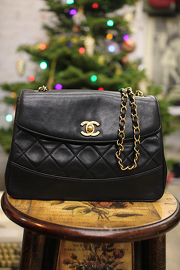 Vintage Chanel Black Lambskin Shoulder Bag