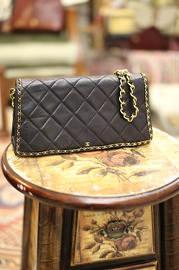 Vintage Chanel Quilted Mini Flap Bag with Chain Trim Style Clutch Rare