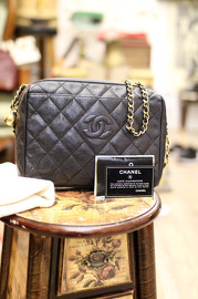 Chanel Medium Black Quilted Caviar Leather Shoulder Bag