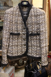 Vintage Chanel Brown with  Faux Fur Trim Tweed Jacket