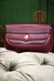 Auth Vintage Must De Cartier Bordeaux Leather Clutch Hand Bag