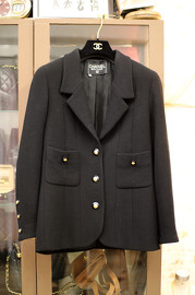 Vintage Chanel Black Wool Blazer Size 38