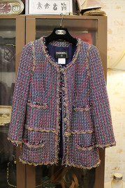 Pre Owned Chanel Chain-trimmed Multi Colour Tweed Jacket FR40