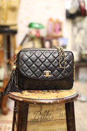 Vintage Chanel Lambskin Leather Chain Quilted Shoulder Bag
