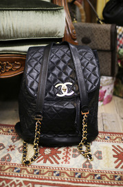 Vintage Chanel Navy Large Size Lambskin Backpack