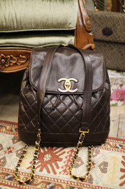 Vintage Chanel Deep Brown Lambskin Backpack Medium Size