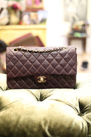 Pre Own Chanel Classic Burgundy Lambskin 2.55 Double Flap Bag 25cm Wide