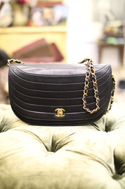 Vintage Chanel Half Moon Lambskin Shoulder Bag Full Set