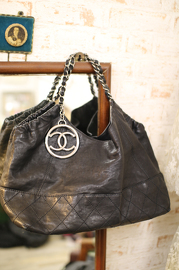 Pre Owned Chanel Coco Cabas Petite Size with Silver-tone Hardware