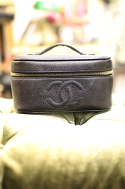 Vintage Chanel Caviar Leather Cosmetic Bag
