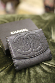 Chanel Pre Owned Black Caviar Leather Small Wallet