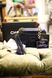 Vintage Chanel Navy Vertical lines Lambskin Mini Bag