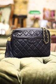 Vintage Chanel Navy Lambskin Tassel Bag