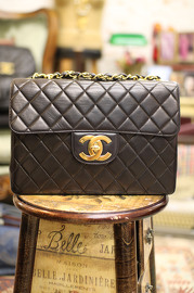 Chanel Jumbo Black Quilted Leather Shoulder Flap Bag 30cm