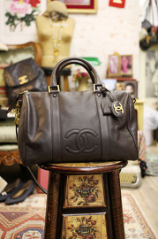 Chanel Boston Speedy Brown Caviar Leather Hand Bag + Strap