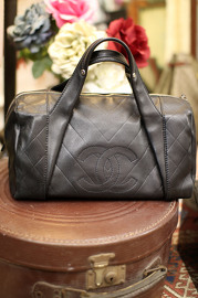 Pre Owned Chanel Black Lambskin Leather All Day Long Bowler Bag