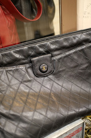 Vintage Chanel Oversized Black Lambskin Clutch