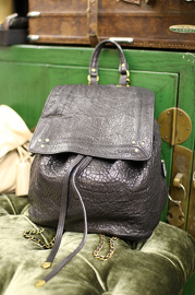 Pre Owned Jerome Dreyfuss Black Pebbled Leather Florent Backpack with Gold-tone Hardware