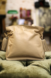 Pre Owned Loewe Flamenco 20 Beige Leather Shoulder Bag
