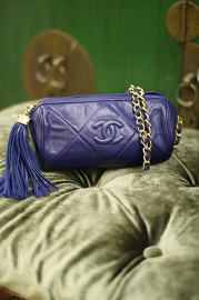 Vintage Chanel Blue Diamond Quilted Leather Bag