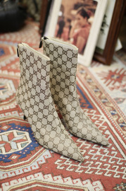 Pre Owned Gucci Monogram Canvas Boots Like New Size 39C