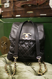 Vintage Chanel Deep Black Lambskin Backpack Medium Size