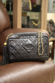 Chanel Medium Black Quilted Lambskin Leather Shoulder Bag